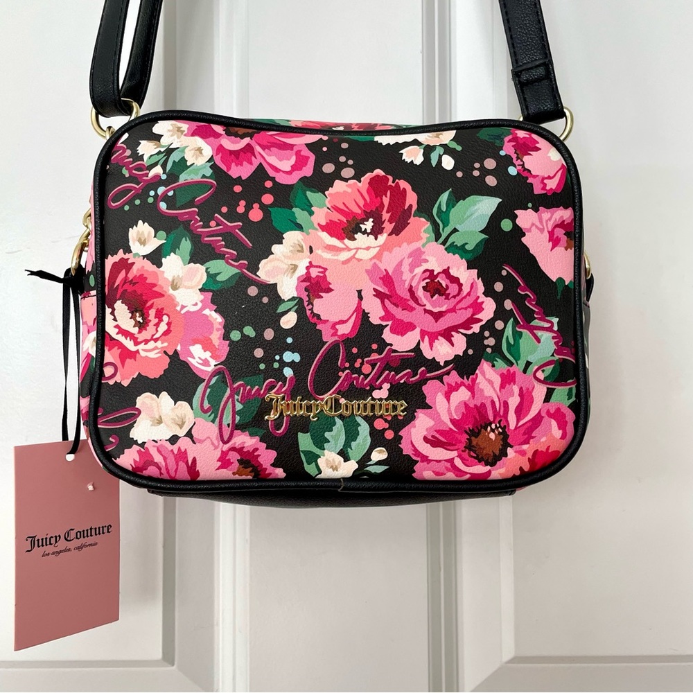 Juicy Couture•NWT•Black•PICK UR PETAL Floral Camera Crossbody Bag•Adjust. Strap - Picture 4 of 13